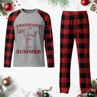 Flamingo Pregnancy Announcement Plaid Pajama Set Summer Beach Mom To Be Gift