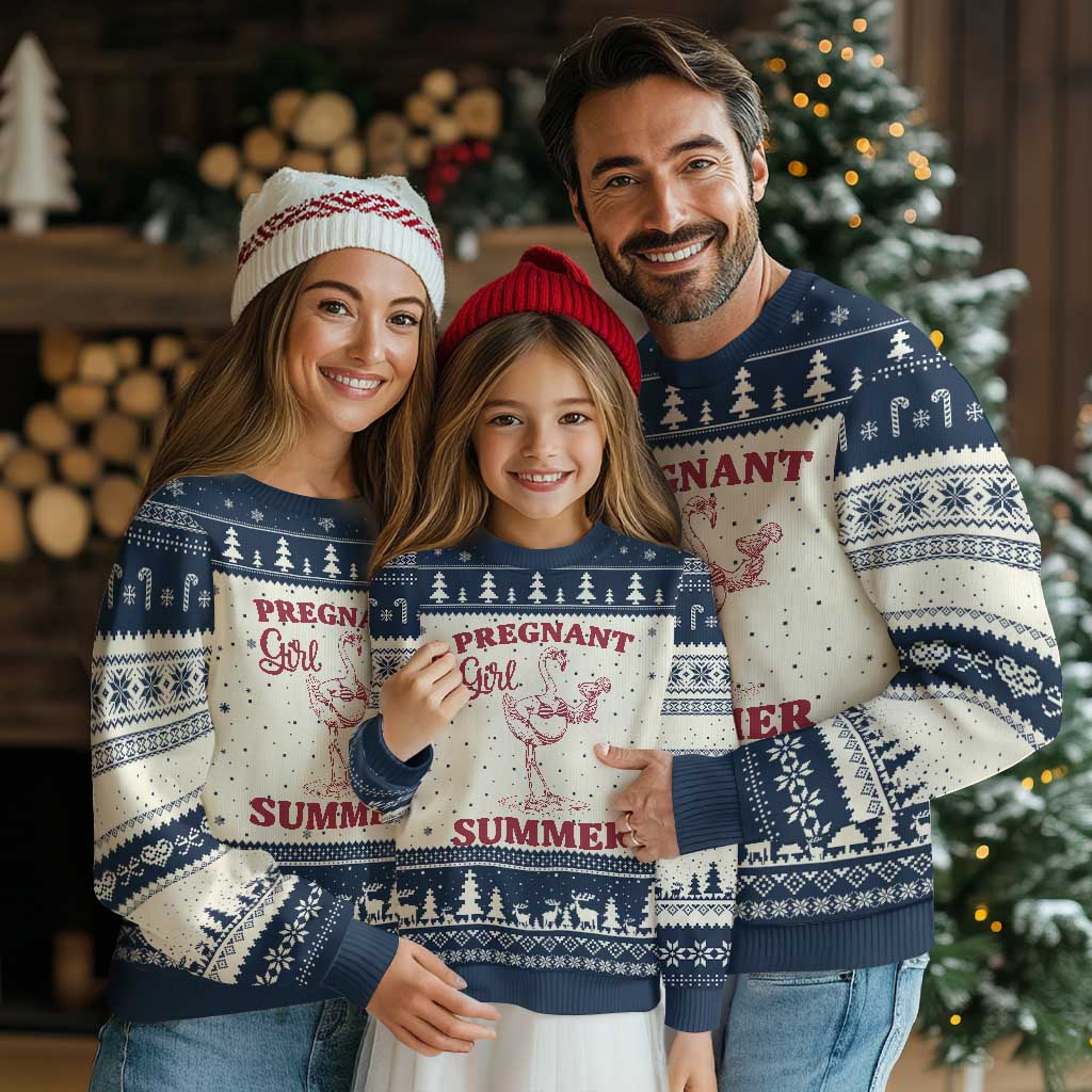 Flamingo Pregnancy Announcement Ugly Christmas Sweater Summer Beach Mom To Be Gift
