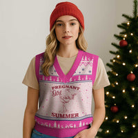Flamingo Pregnancy Announcement V-Neck Knit Sweater Vest Summer Beach Mom To Be Gift