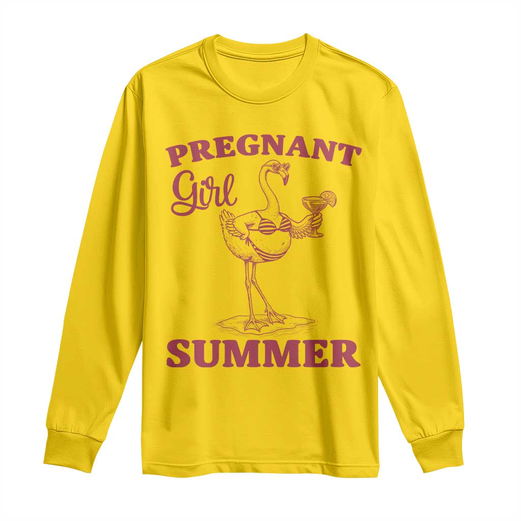Flamingo Pregnancy Announcement Long Sleeve Shirt Summer Beach Mom To Be Gift
