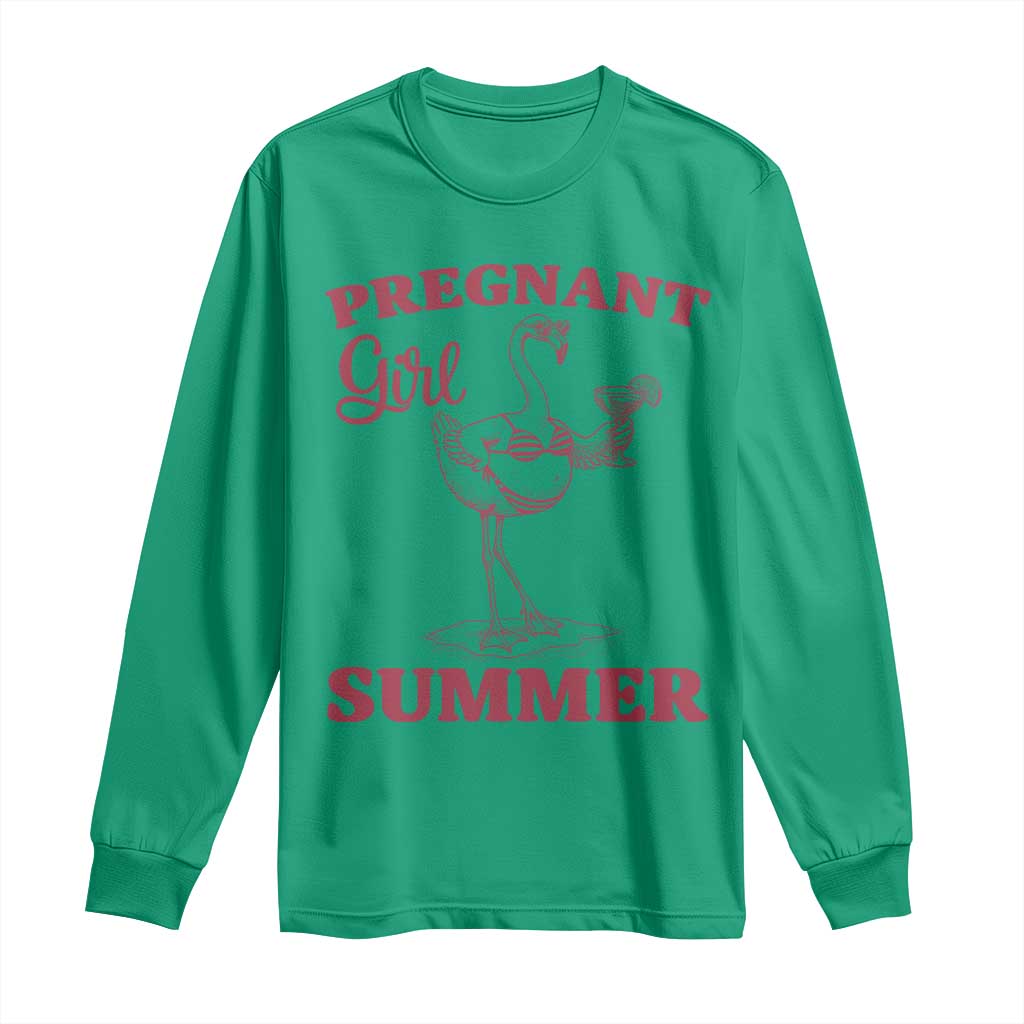 Flamingo Pregnancy Announcement Long Sleeve Shirt Summer Beach Mom To Be Gift