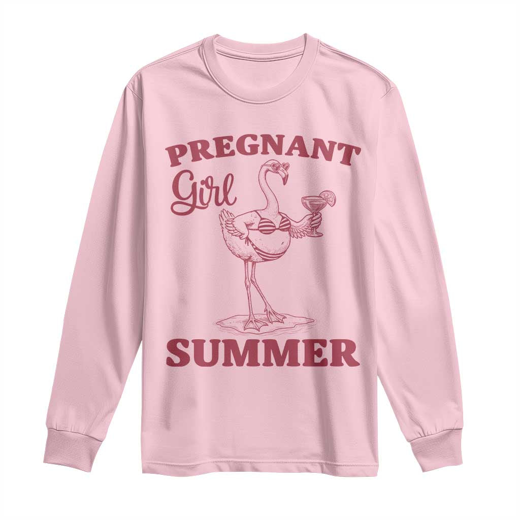 Flamingo Pregnancy Announcement Long Sleeve Shirt Summer Beach Mom To Be Gift