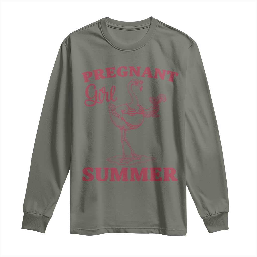 Flamingo Pregnancy Announcement Long Sleeve Shirt Summer Beach Mom To Be Gift