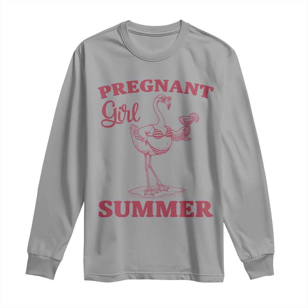 Flamingo Pregnancy Announcement Long Sleeve Shirt Summer Beach Mom To Be Gift