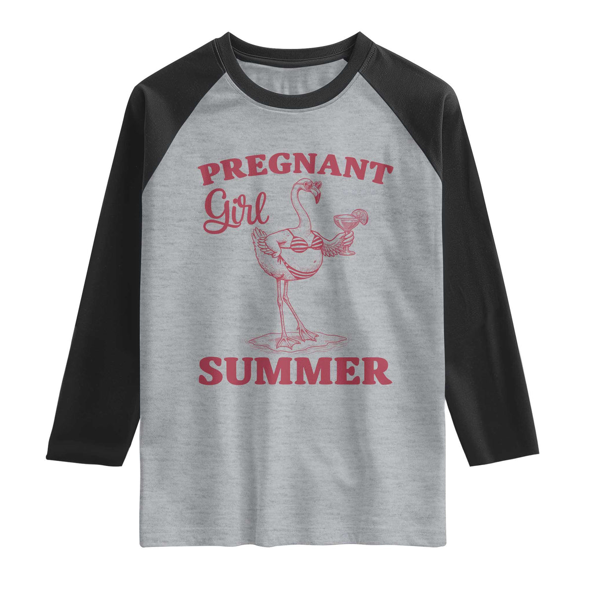 Flamingo Pregnancy Announcement Raglan Shirt Summer Beach Mom To Be Gift
