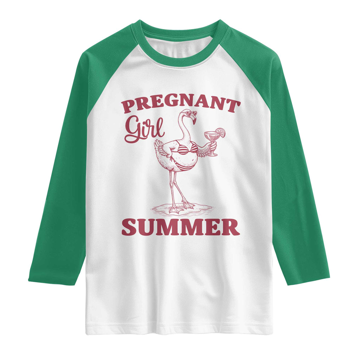 Flamingo Pregnancy Announcement Raglan Shirt Summer Beach Mom To Be Gift