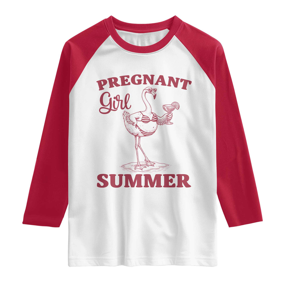 Flamingo Pregnancy Announcement Raglan Shirt Summer Beach Mom To Be Gift
