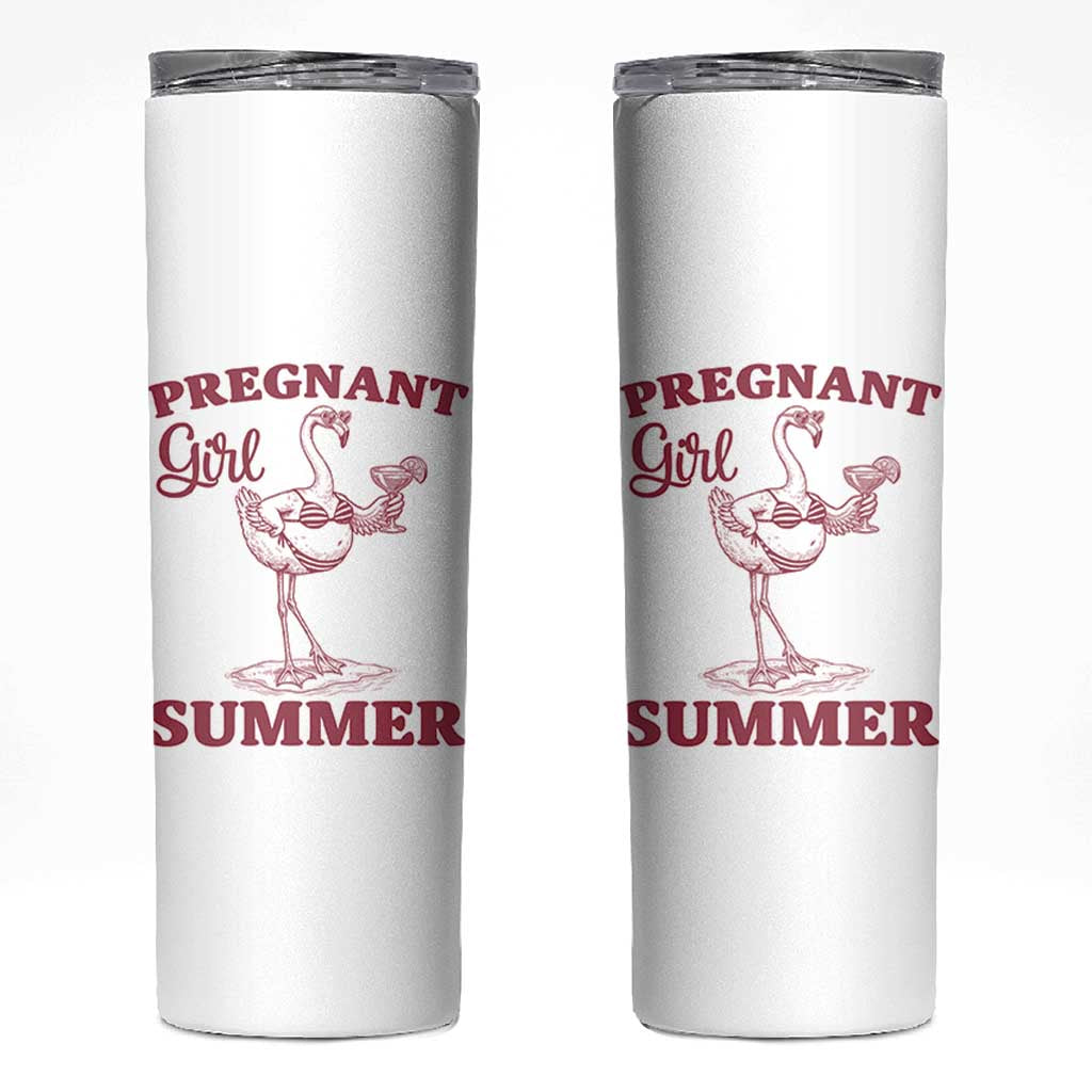 Flamingo Pregnancy Announcement Skinny Tumbler Summer Beach Mom To Be Gift