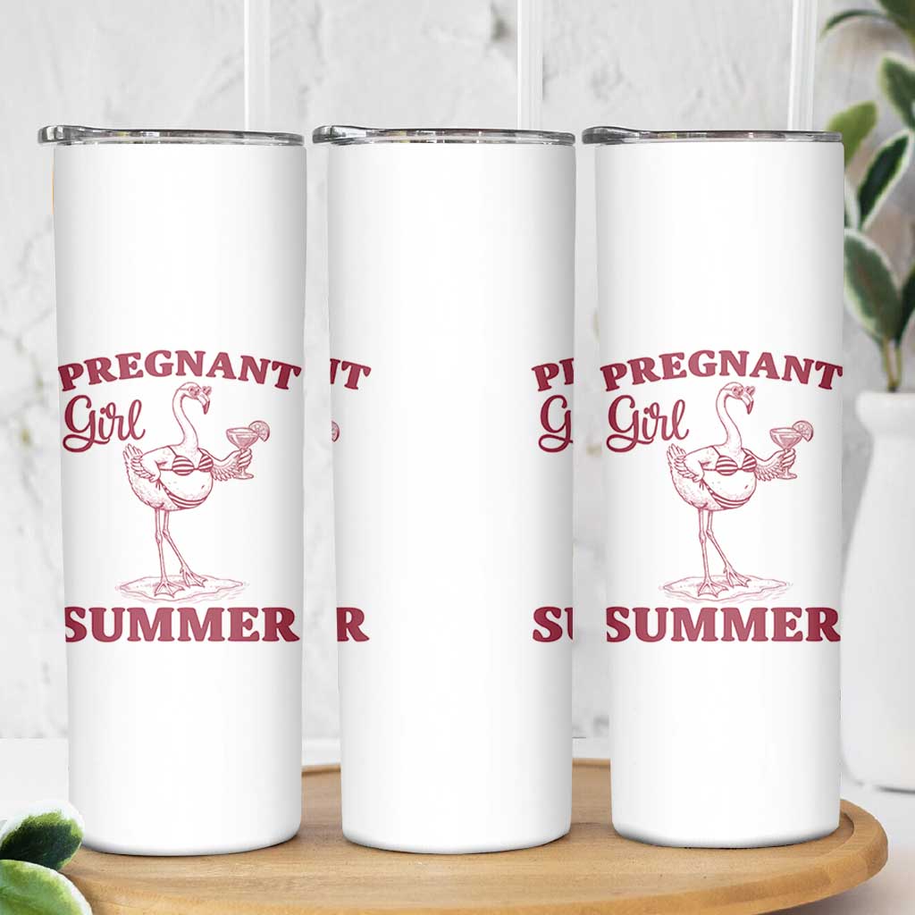 Flamingo Pregnancy Announcement Skinny Tumbler Summer Beach Mom To Be Gift