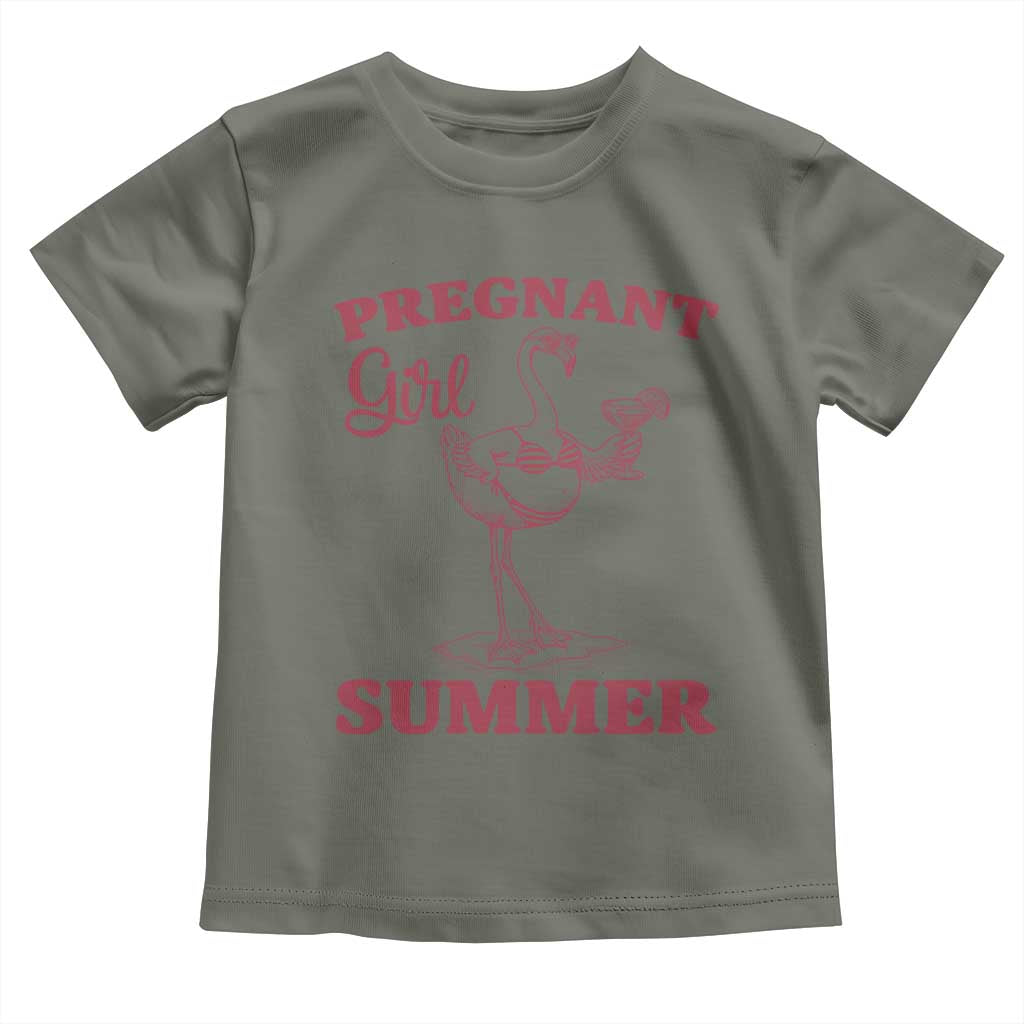 Flamingo Pregnancy Announcement Toddler T Shirt Summer Beach Mom To Be Gift