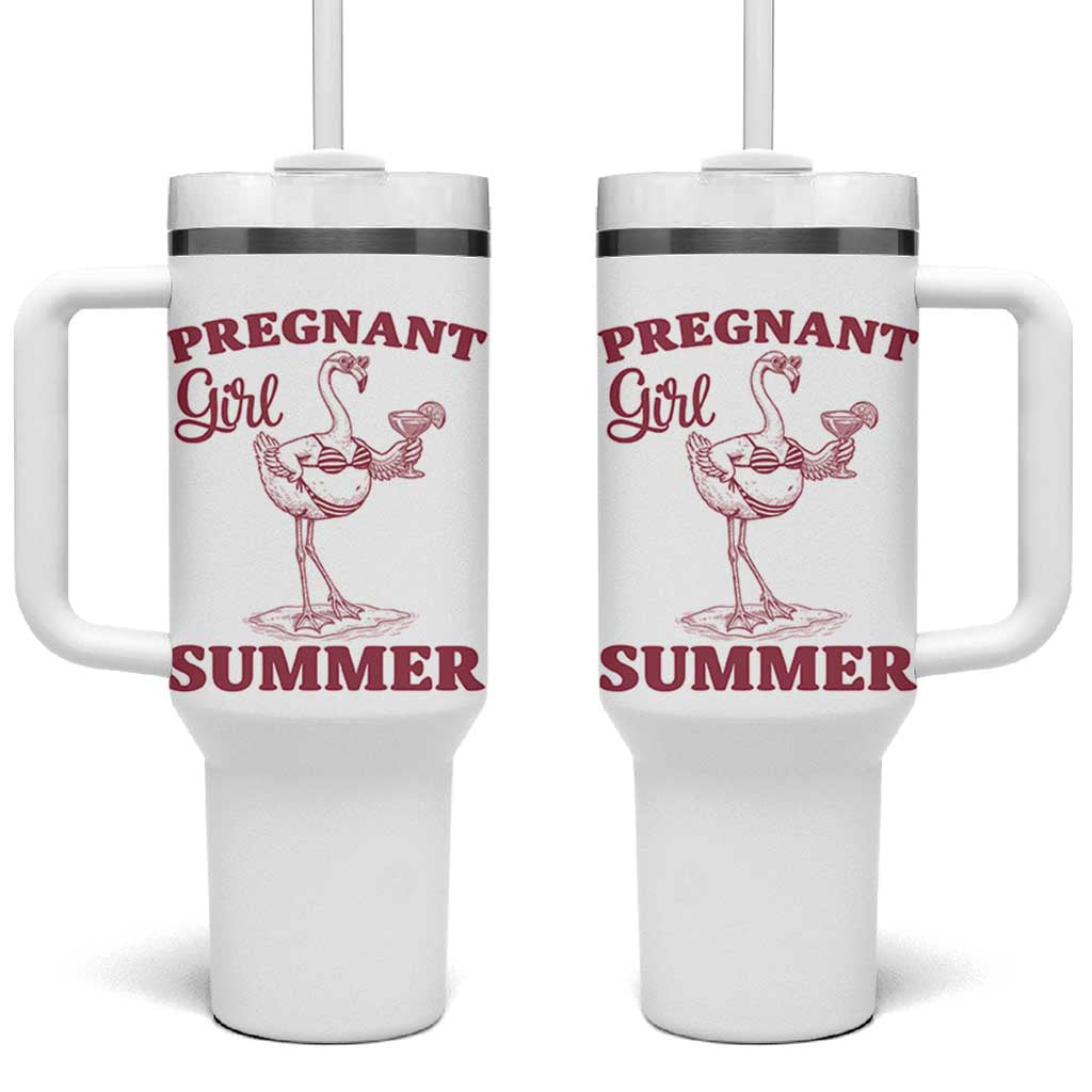 Flamingo Pregnancy Announcement Tumbler With Handle Summer Beach Mom To Be Gift