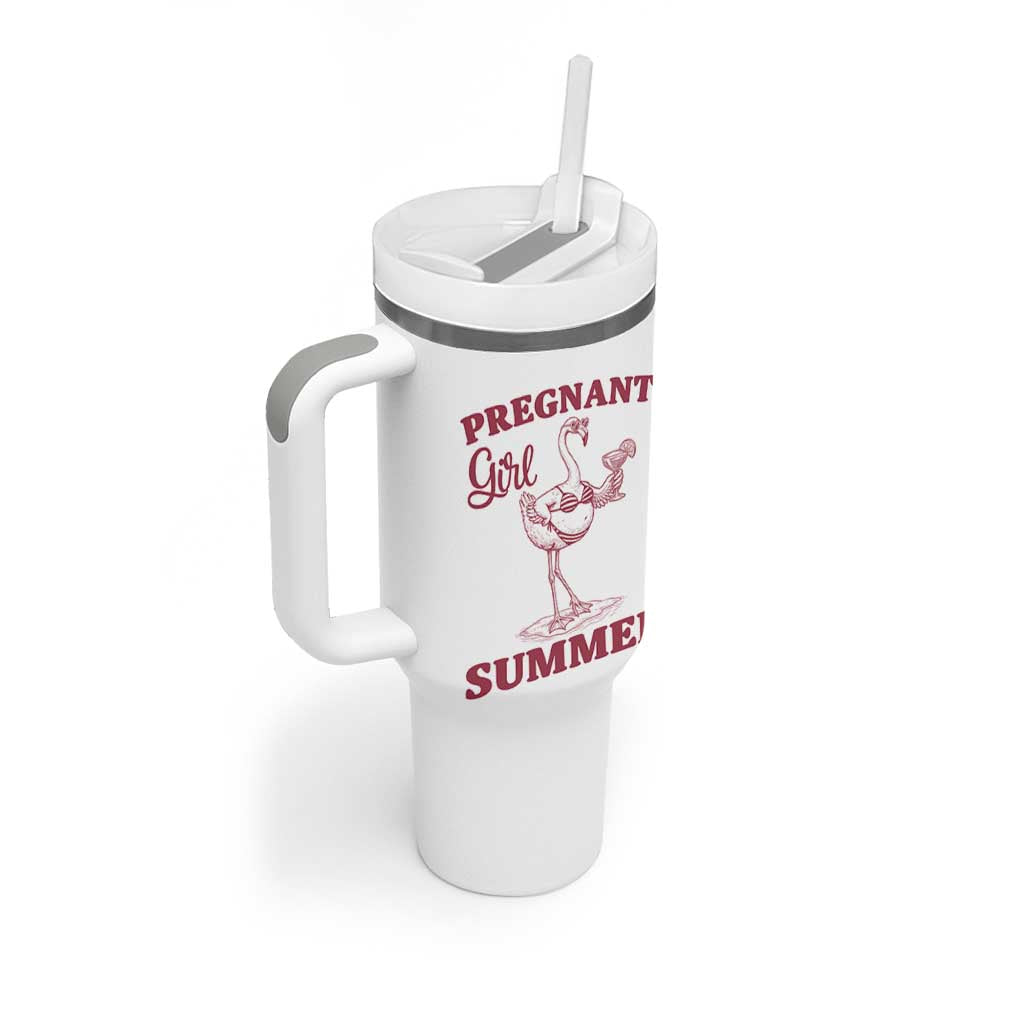 Flamingo Pregnancy Announcement Tumbler With Handle Summer Beach Mom To Be Gift