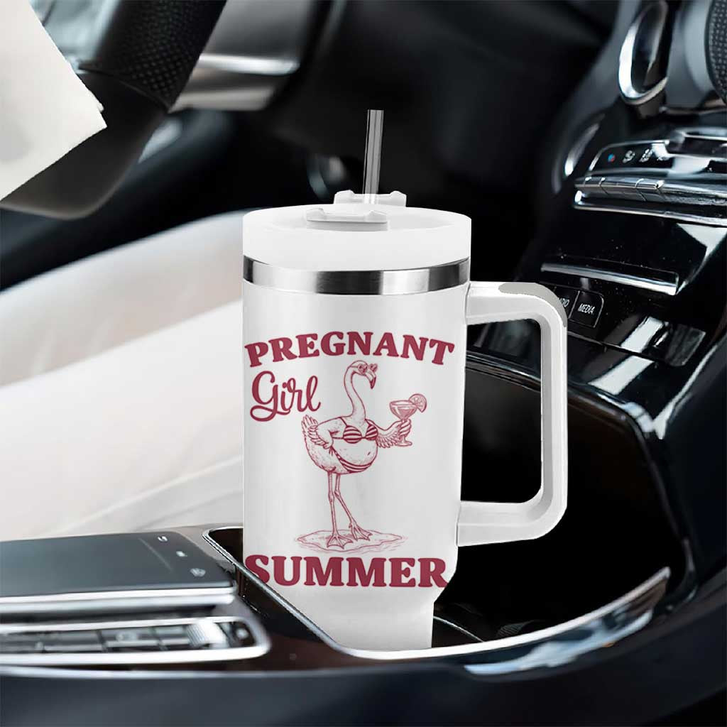 Flamingo Pregnancy Announcement Tumbler With Handle Summer Beach Mom To Be Gift