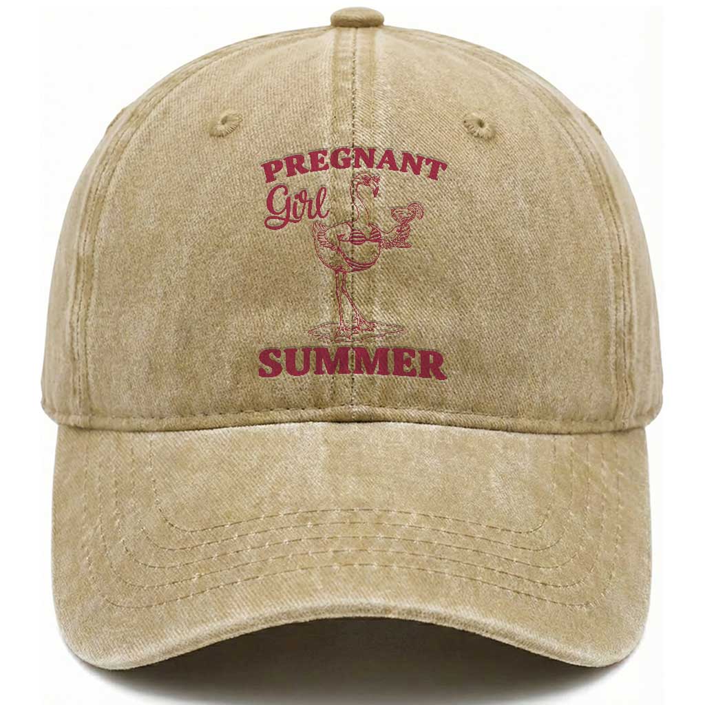 Flamingo Pregnancy Announcement Washed Cotton Baseball Cap Summer Beach Mom To Be Gift
