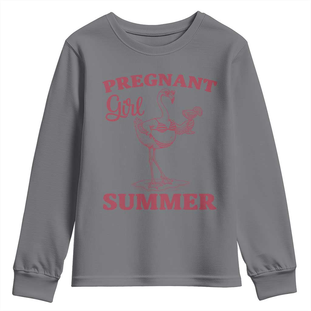 Flamingo Pregnancy Announcement Youth Sweatshirt Summer Beach Mom To Be Gift