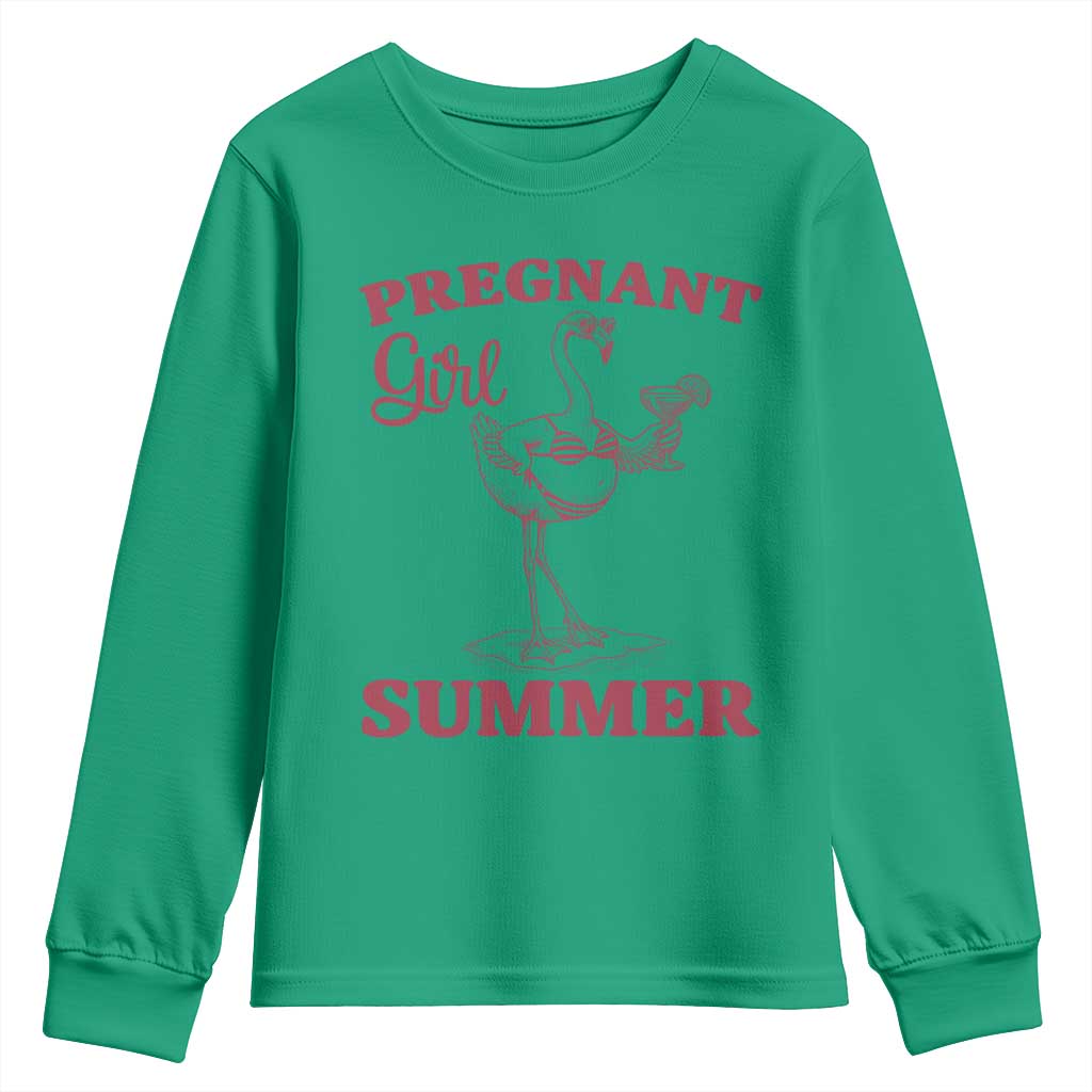 Flamingo Pregnancy Announcement Youth Sweatshirt Summer Beach Mom To Be Gift