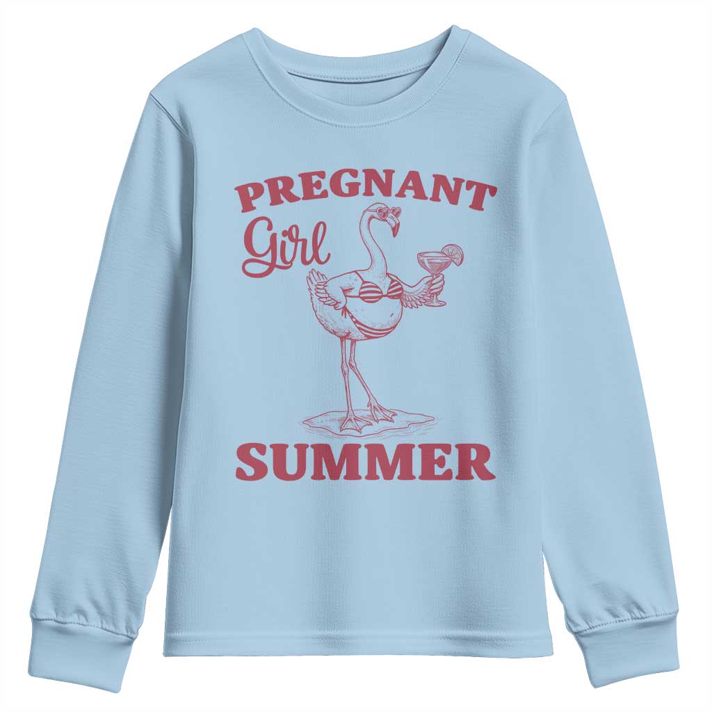 Flamingo Pregnancy Announcement Youth Sweatshirt Summer Beach Mom To Be Gift