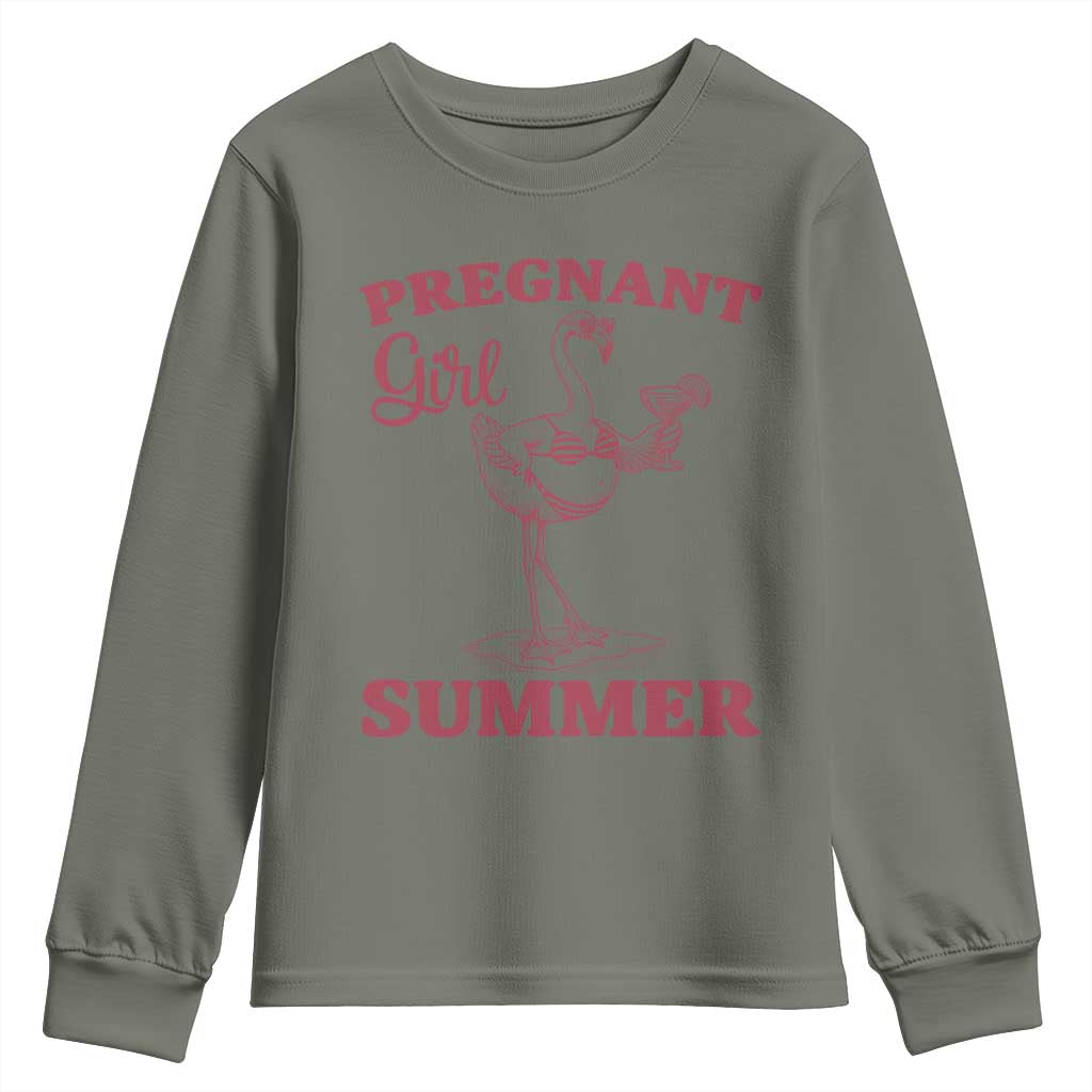 Flamingo Pregnancy Announcement Youth Sweatshirt Summer Beach Mom To Be Gift