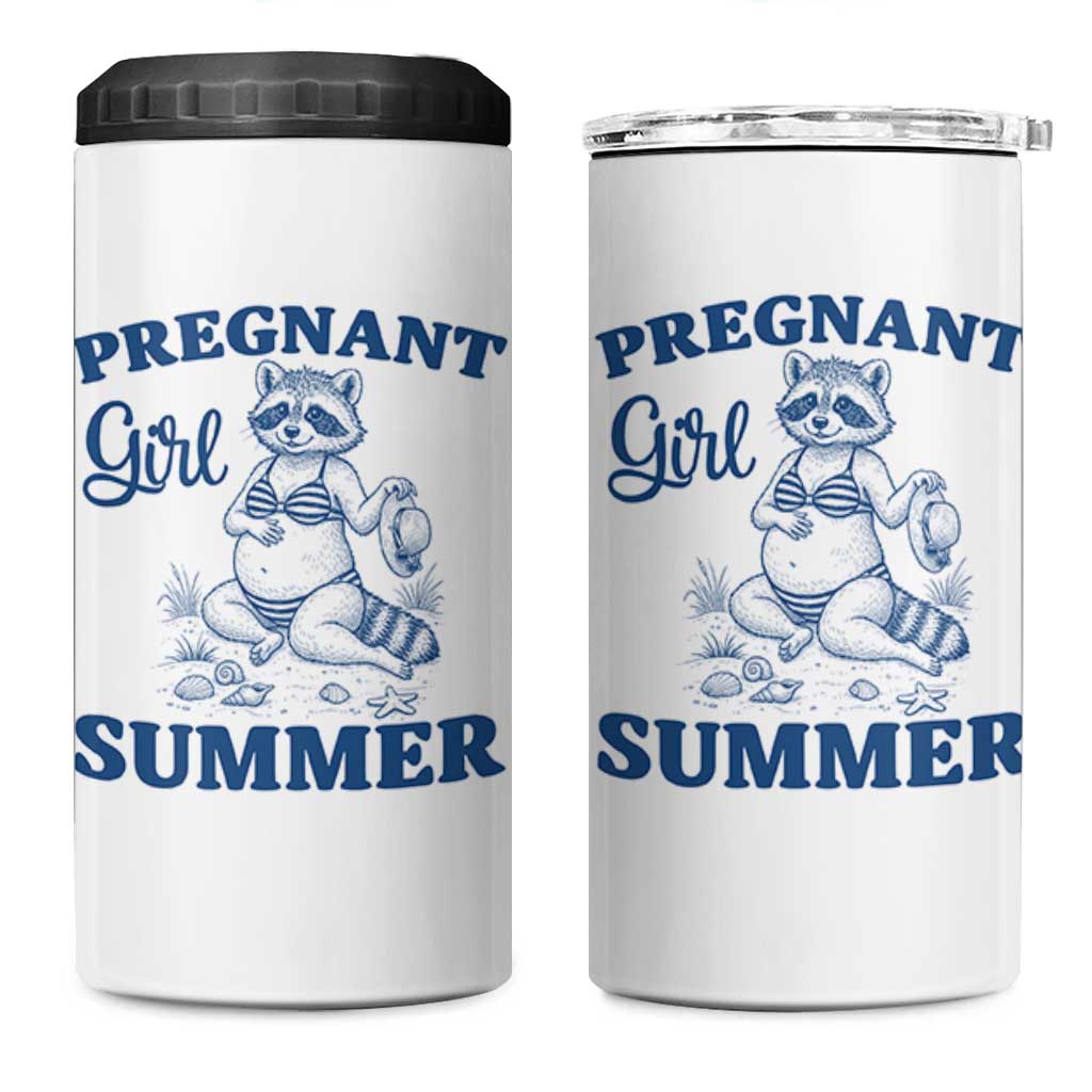 Raccoon Pregnancy Announcement 4 in 1 Can Cooler Tumbler Summer Beach Mom To Be Gift