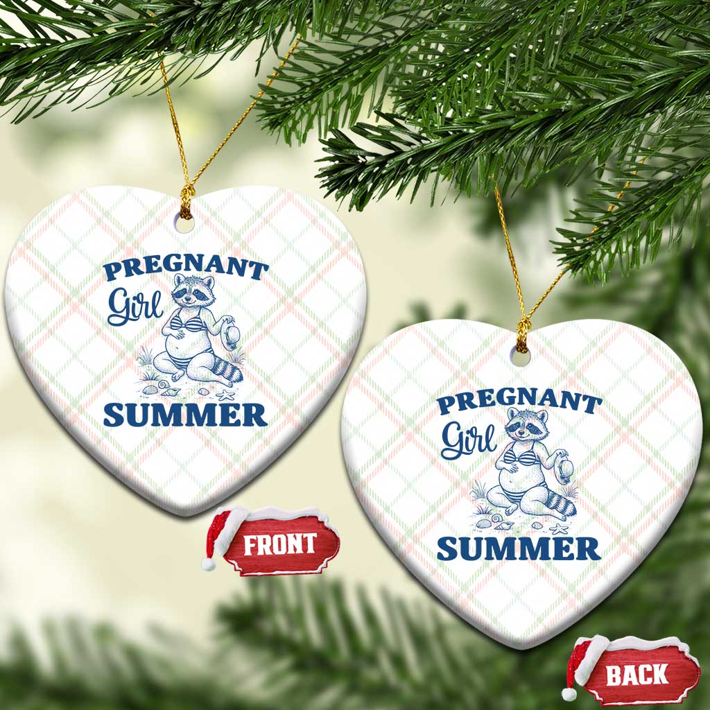 Raccoon Pregnancy Announcement Ceramic Ornament Summer Beach Mom To Be Gift