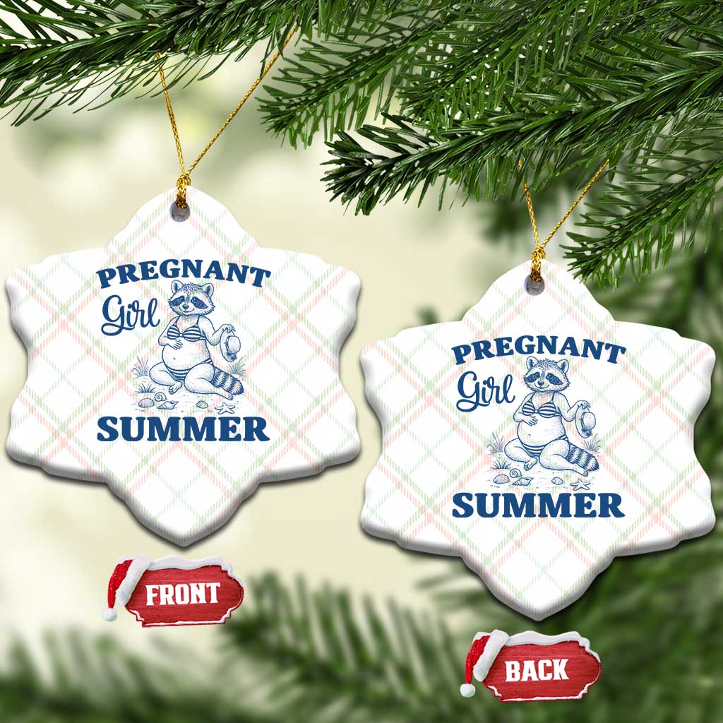 Raccoon Pregnancy Announcement Ceramic Ornament Summer Beach Mom To Be Gift