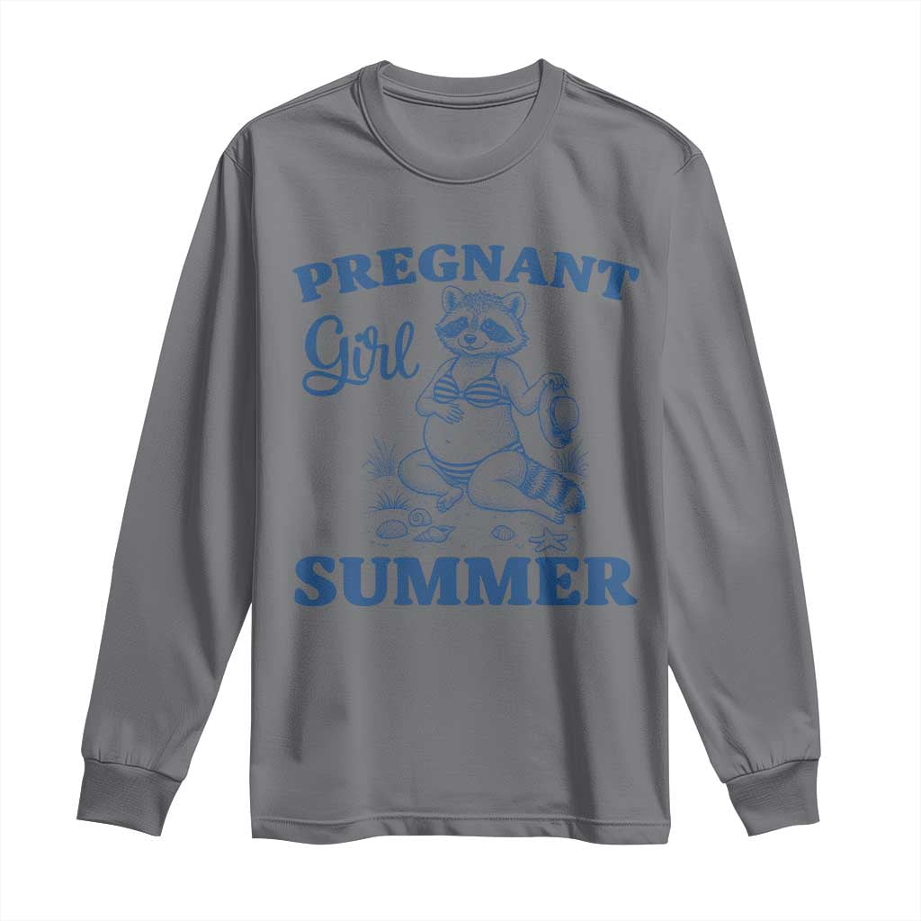 Raccoon Pregnancy Announcement Long Sleeve Shirt Summer Beach Mom To Be Gift