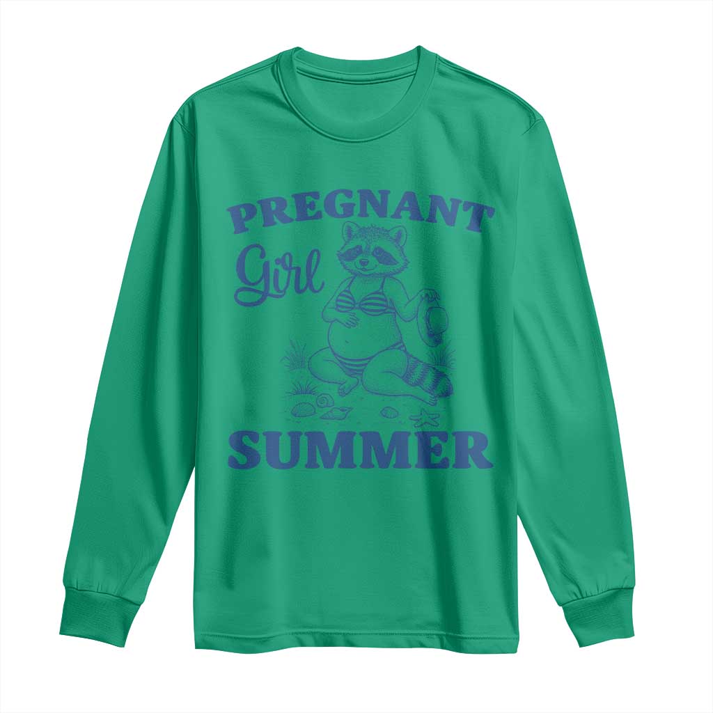 Raccoon Pregnancy Announcement Long Sleeve Shirt Summer Beach Mom To Be Gift