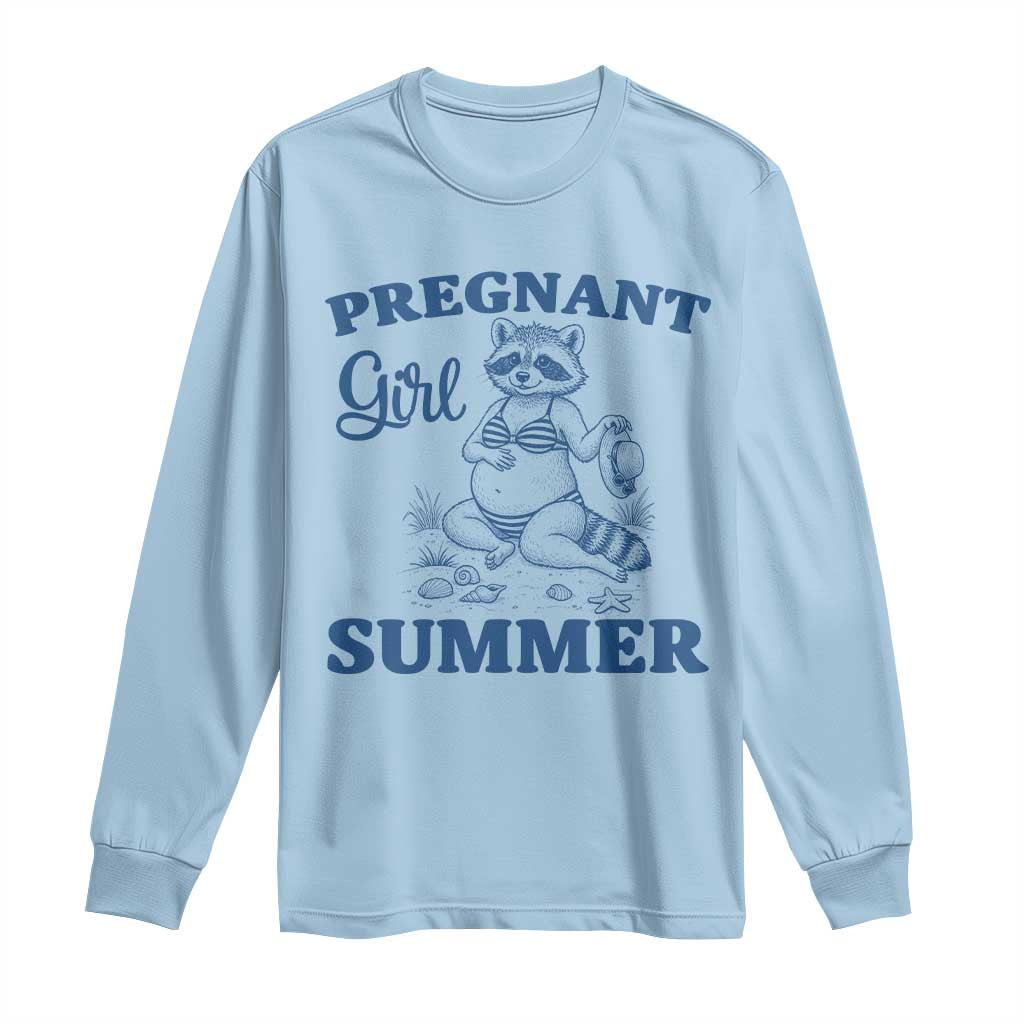 Raccoon Pregnancy Announcement Long Sleeve Shirt Summer Beach Mom To Be Gift