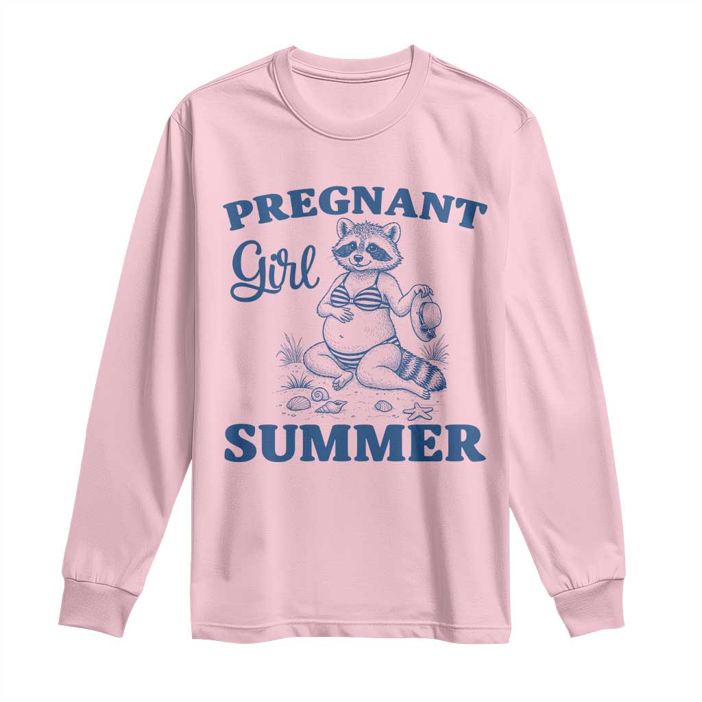 Raccoon Pregnancy Announcement Long Sleeve Shirt Summer Beach Mom To Be Gift