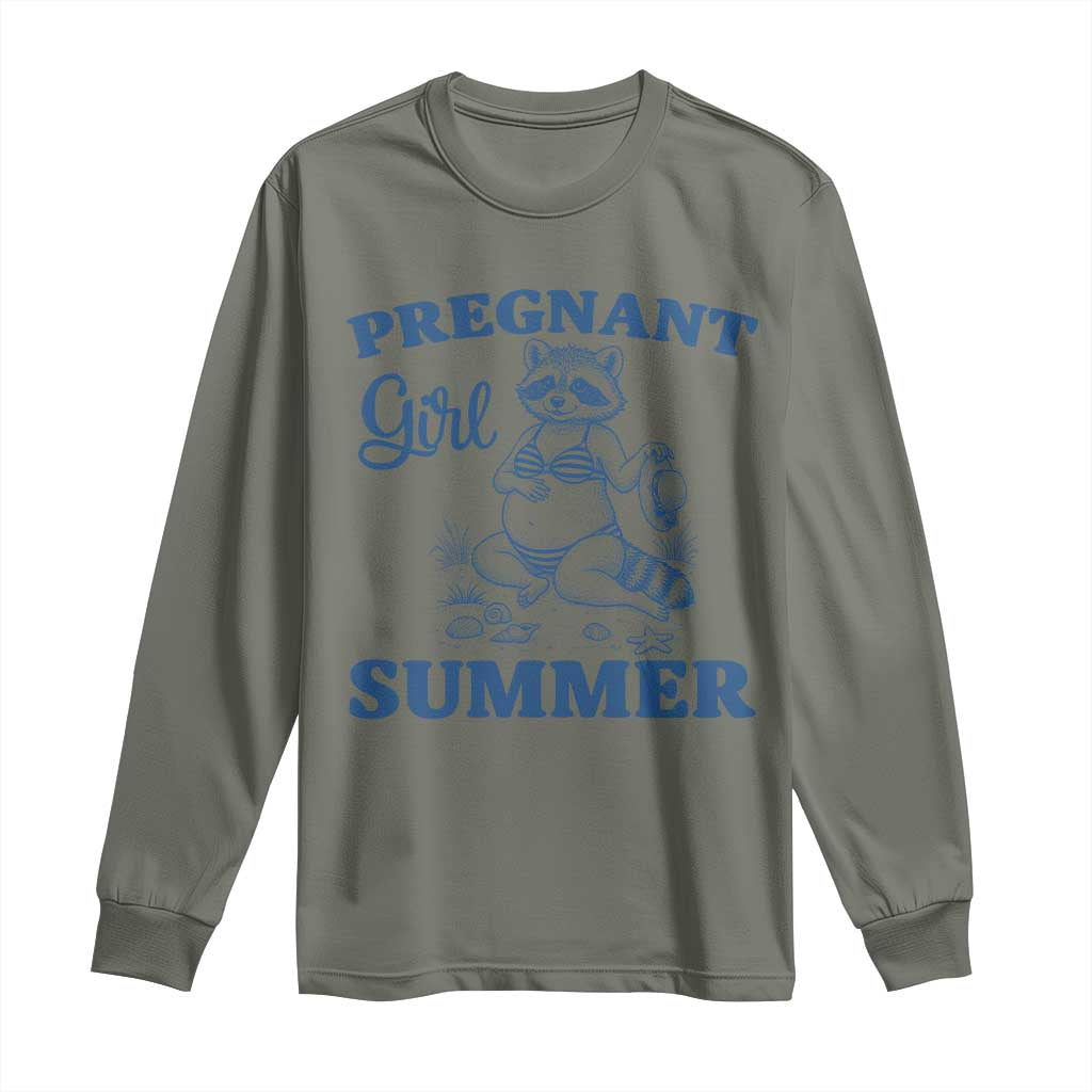 Raccoon Pregnancy Announcement Long Sleeve Shirt Summer Beach Mom To Be Gift