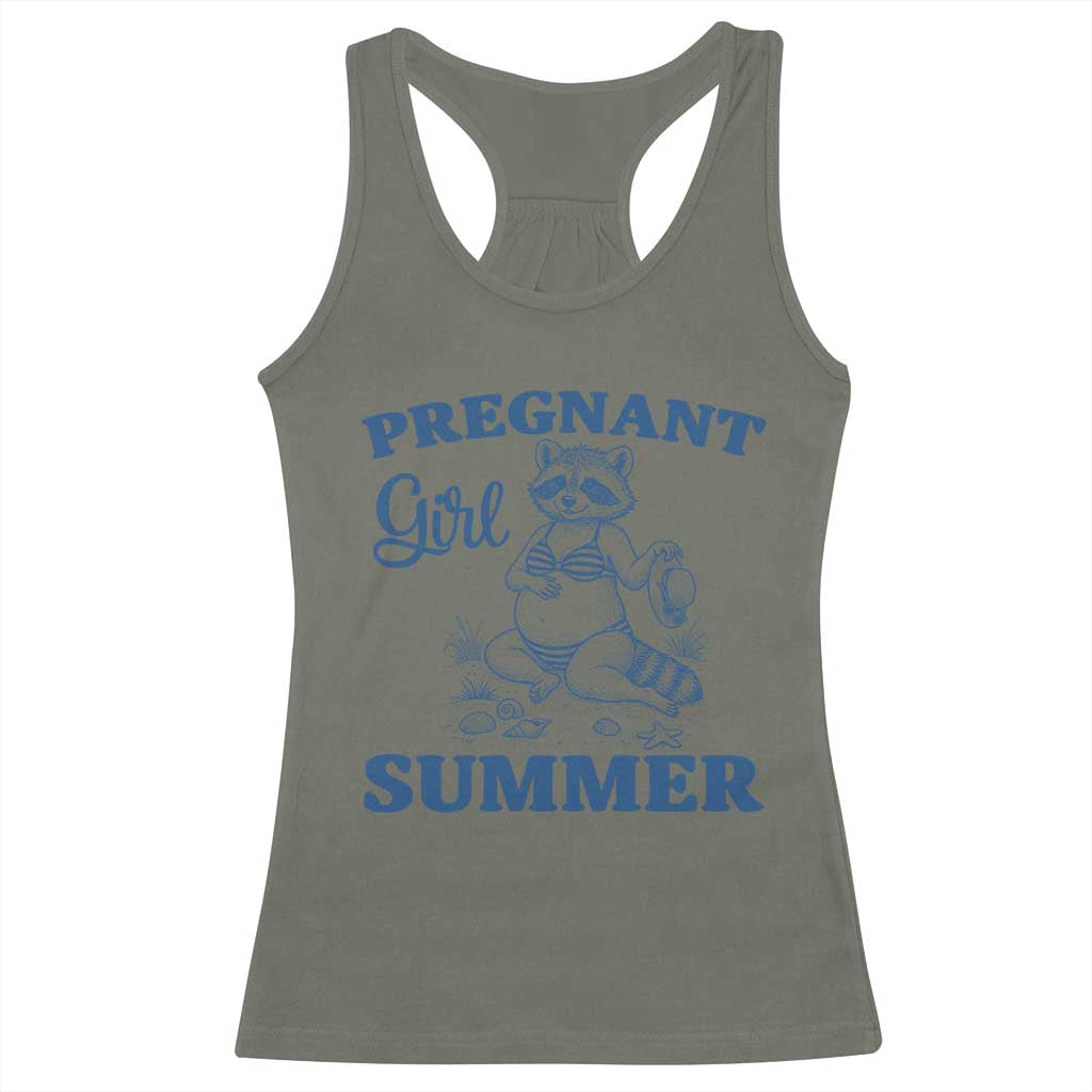Raccoon Pregnancy Announcement Racerback Tank Top Summer Beach Mom To Be Gift