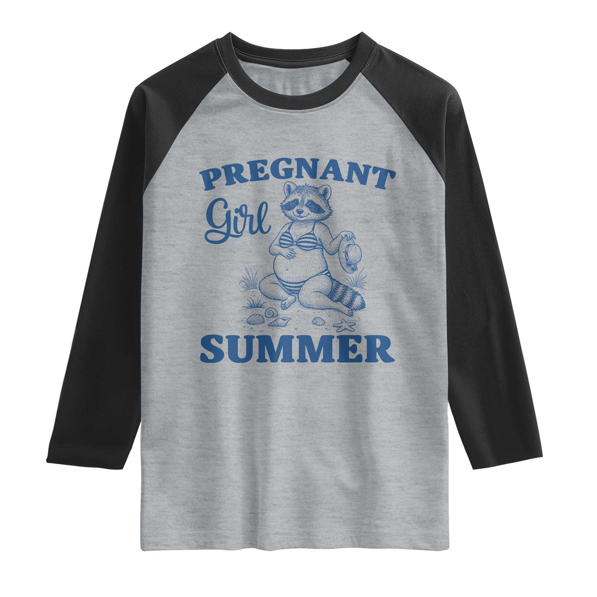 Raccoon Pregnancy Announcement Raglan Shirt Summer Beach Mom To Be Gift