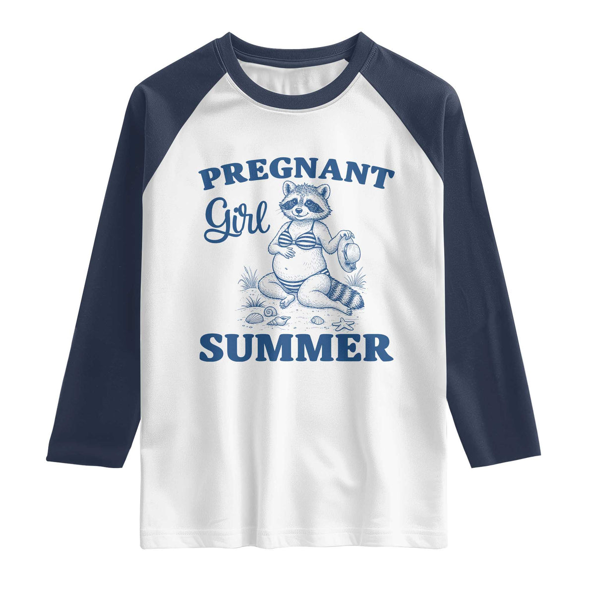 Raccoon Pregnancy Announcement Raglan Shirt Summer Beach Mom To Be Gift