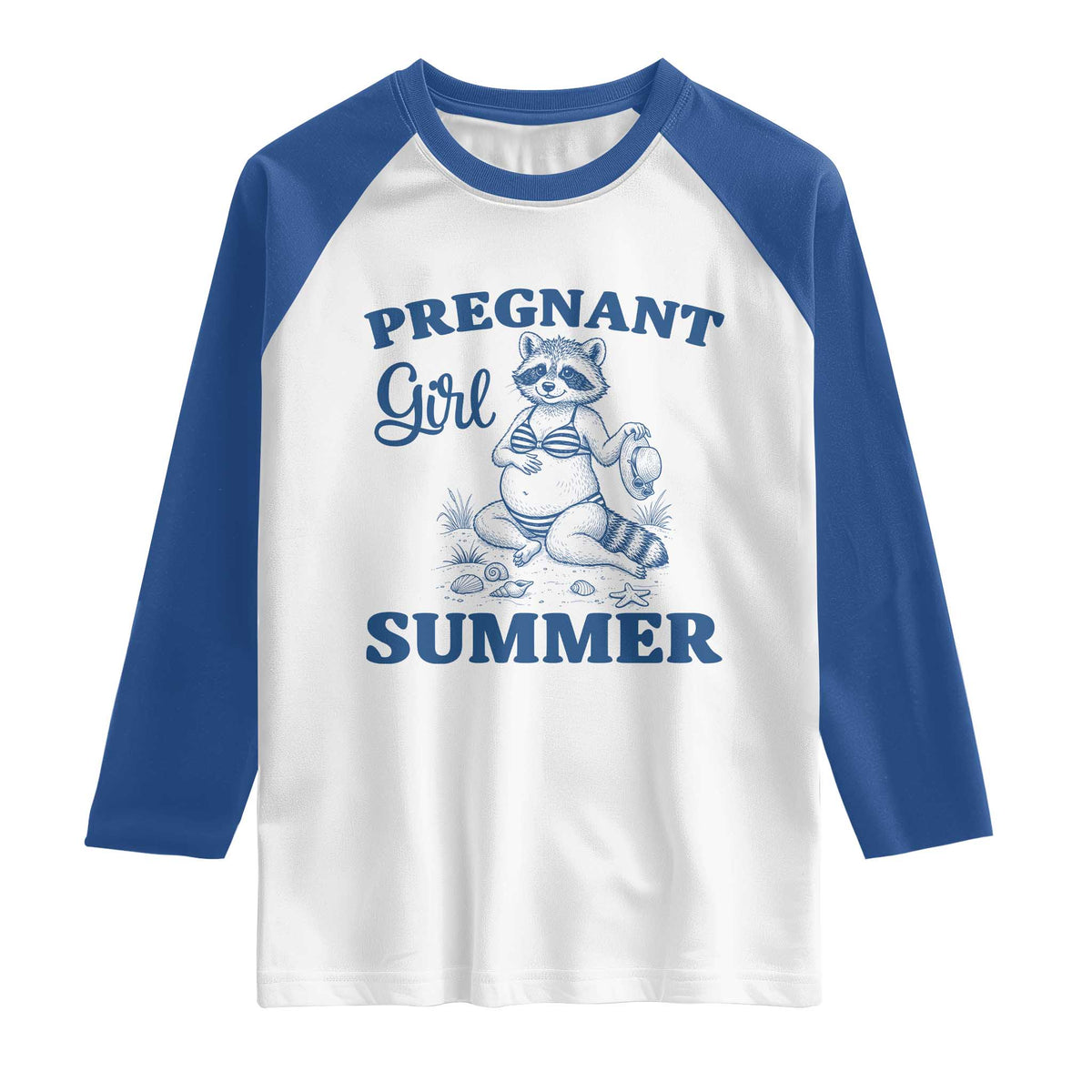 Raccoon Pregnancy Announcement Raglan Shirt Summer Beach Mom To Be Gift