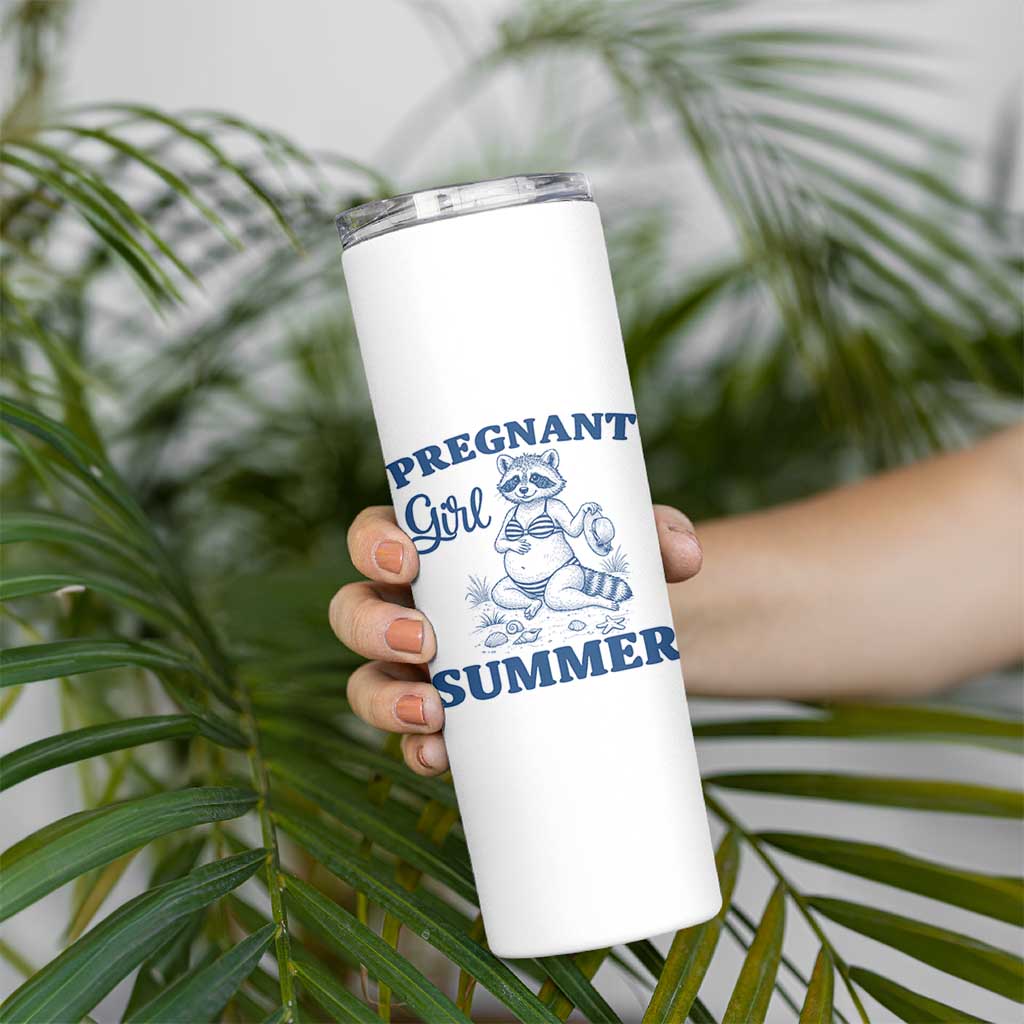 Raccoon Pregnancy Announcement Skinny Tumbler Summer Beach Mom To Be Gift