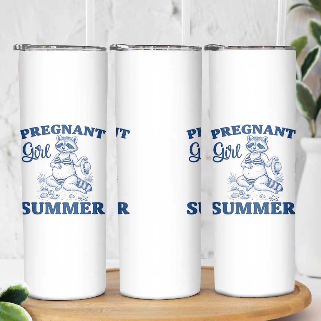 Raccoon Pregnancy Announcement Skinny Tumbler Summer Beach Mom To Be Gift