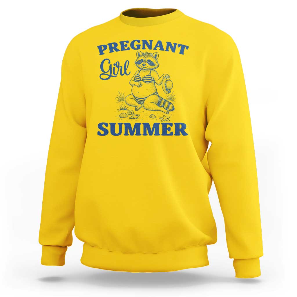 Raccoon Pregnancy Announcement Sweatshirt Summer Beach Mom To Be Gift