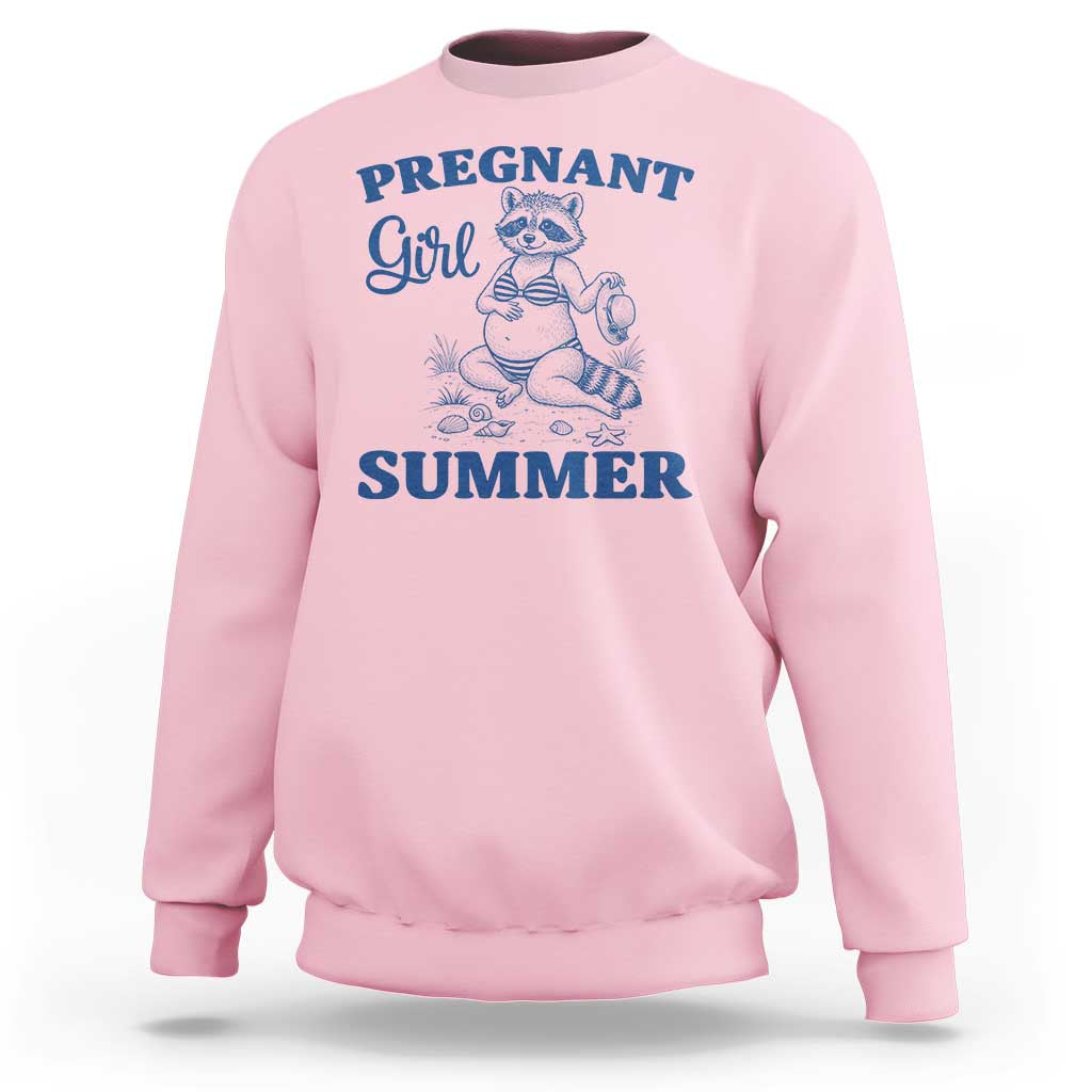Raccoon Pregnancy Announcement Sweatshirt Summer Beach Mom To Be Gift