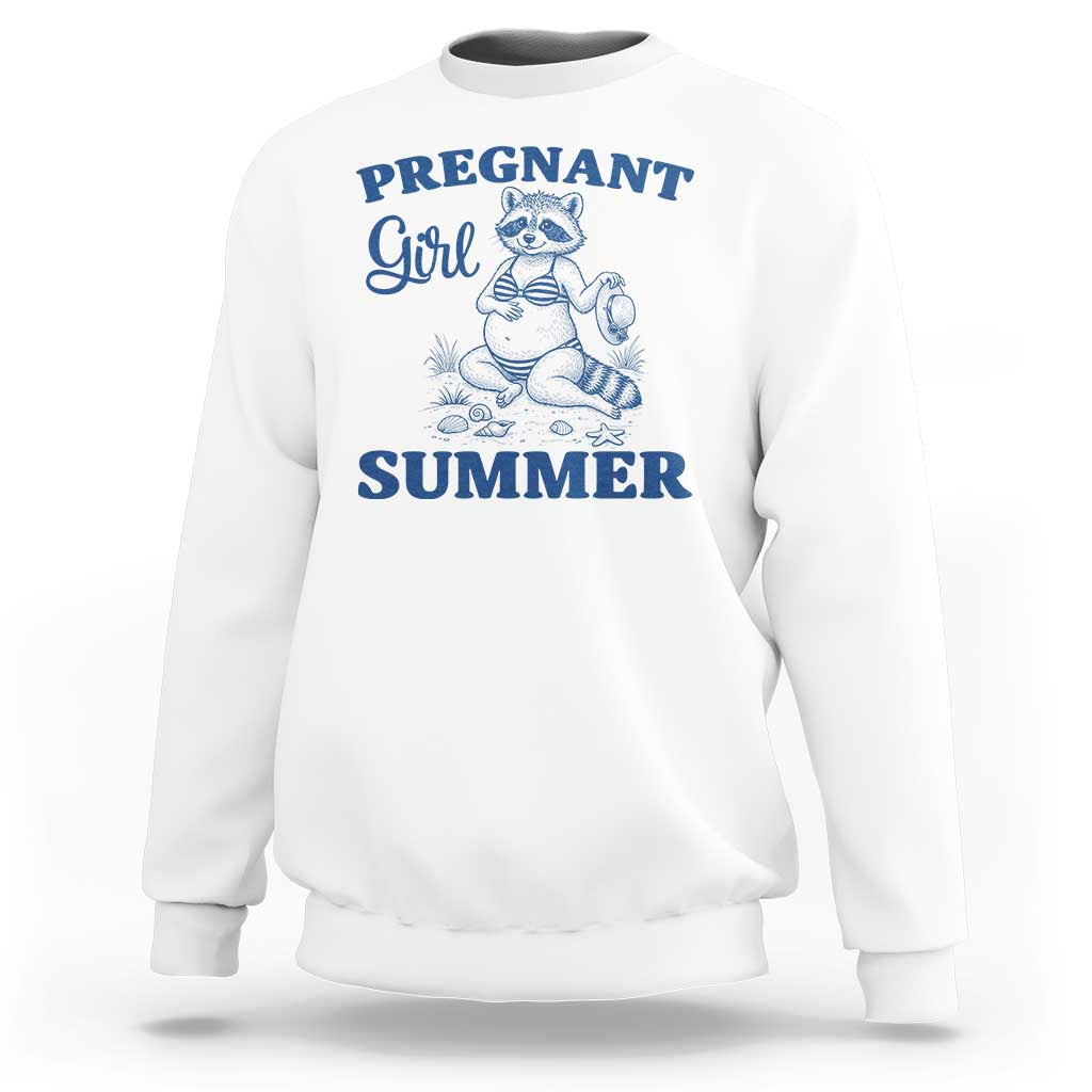 Raccoon Pregnancy Announcement Sweatshirt Summer Beach Mom To Be Gift