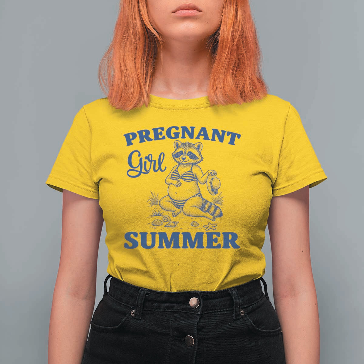 Raccoon Pregnancy Announcement T Shirt For Women Summer Beach Mom To Be Gift