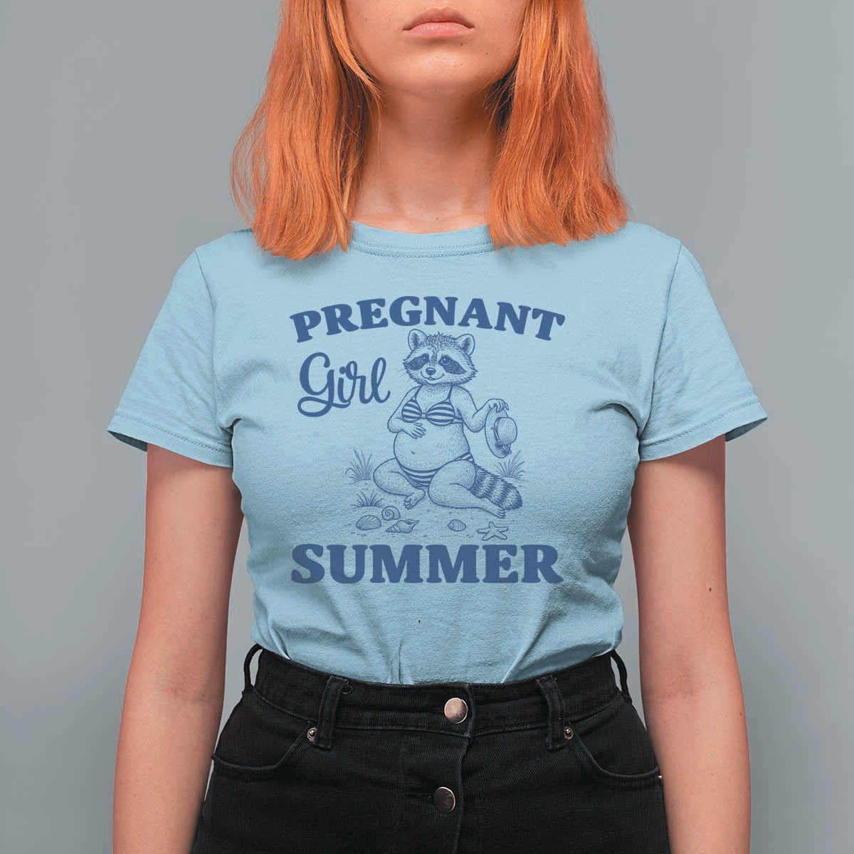 Raccoon Pregnancy Announcement T Shirt For Women Summer Beach Mom To Be Gift