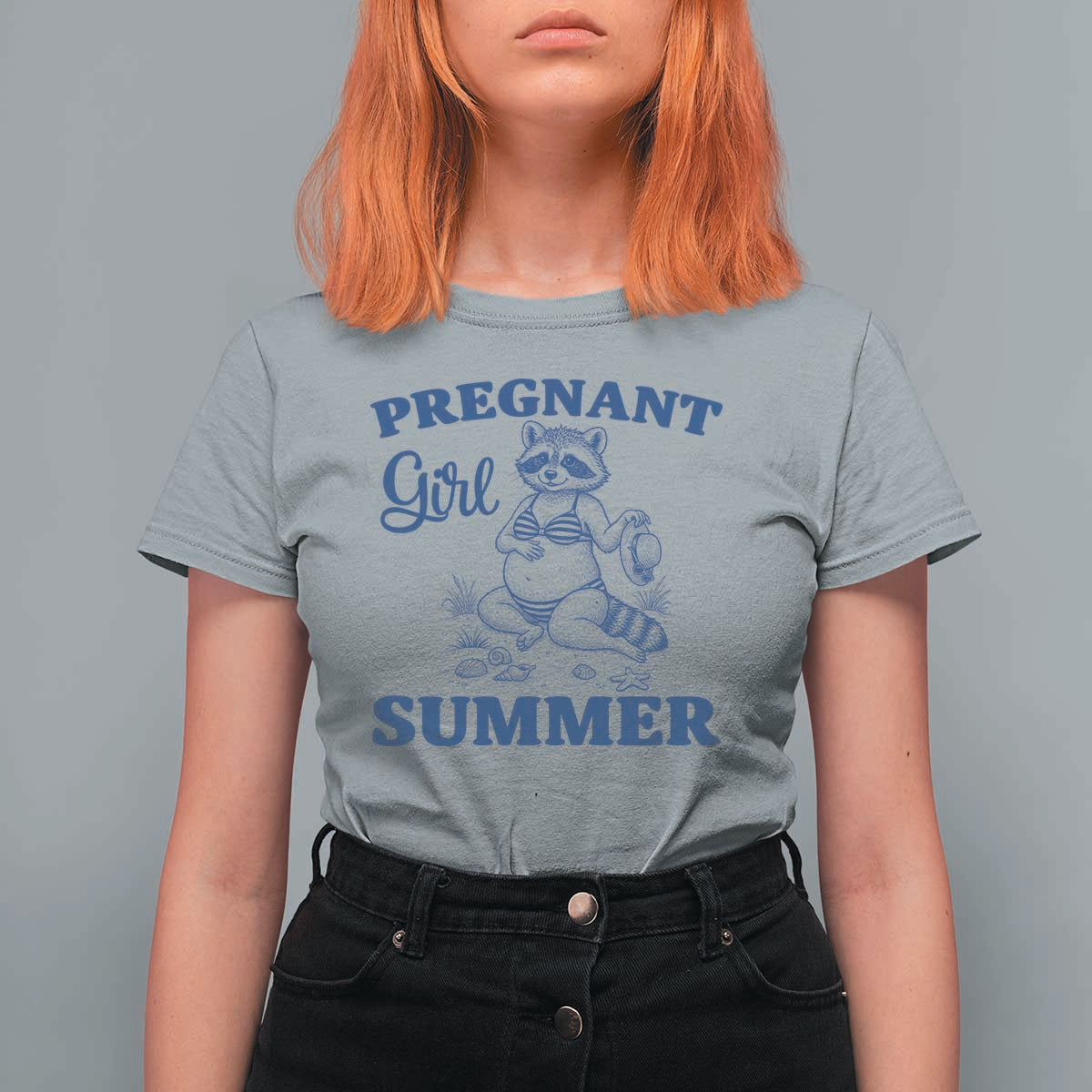 Raccoon Pregnancy Announcement T Shirt For Women Summer Beach Mom To Be Gift