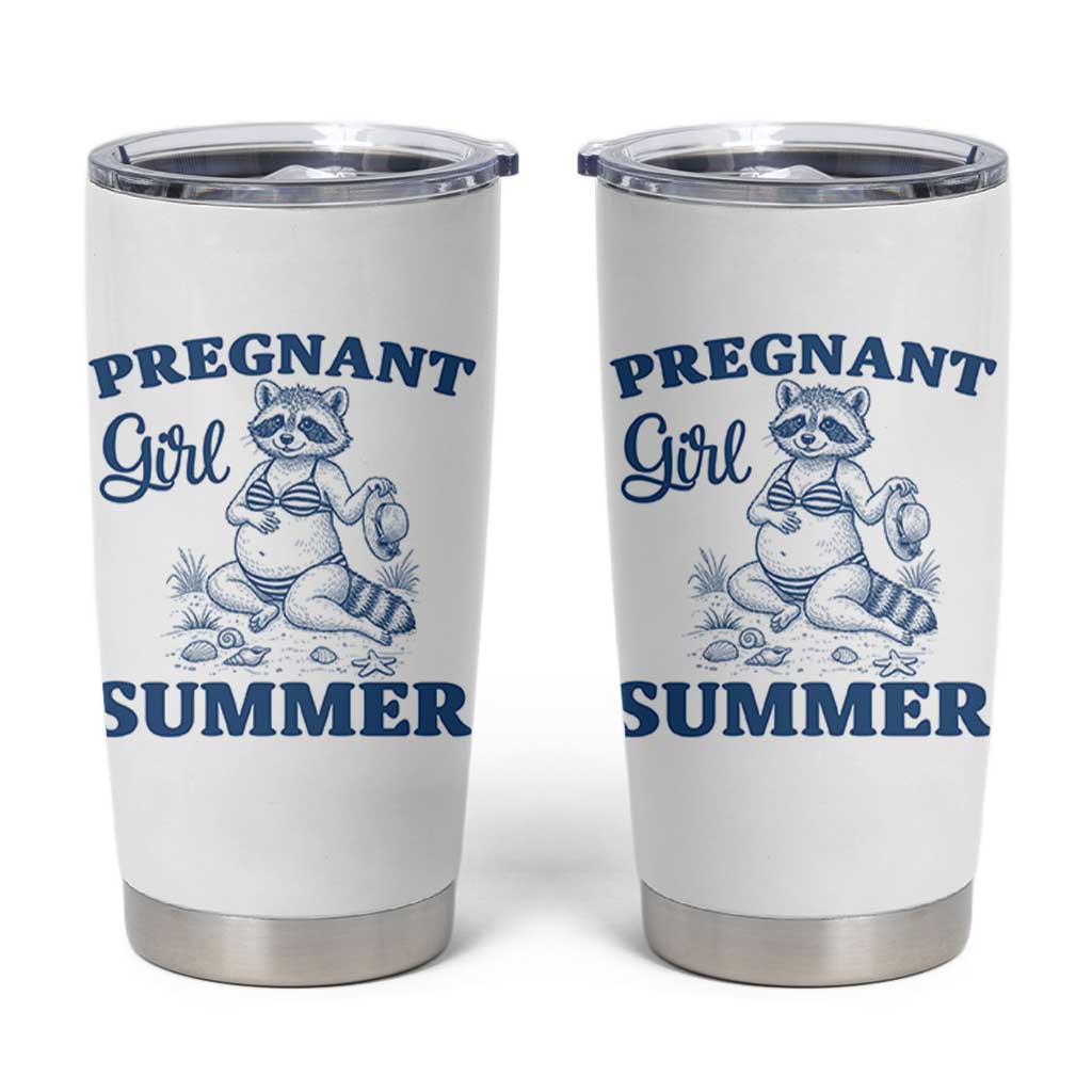 Raccoon Pregnancy Announcement Tumbler Cup Summer Beach Mom To Be Gift