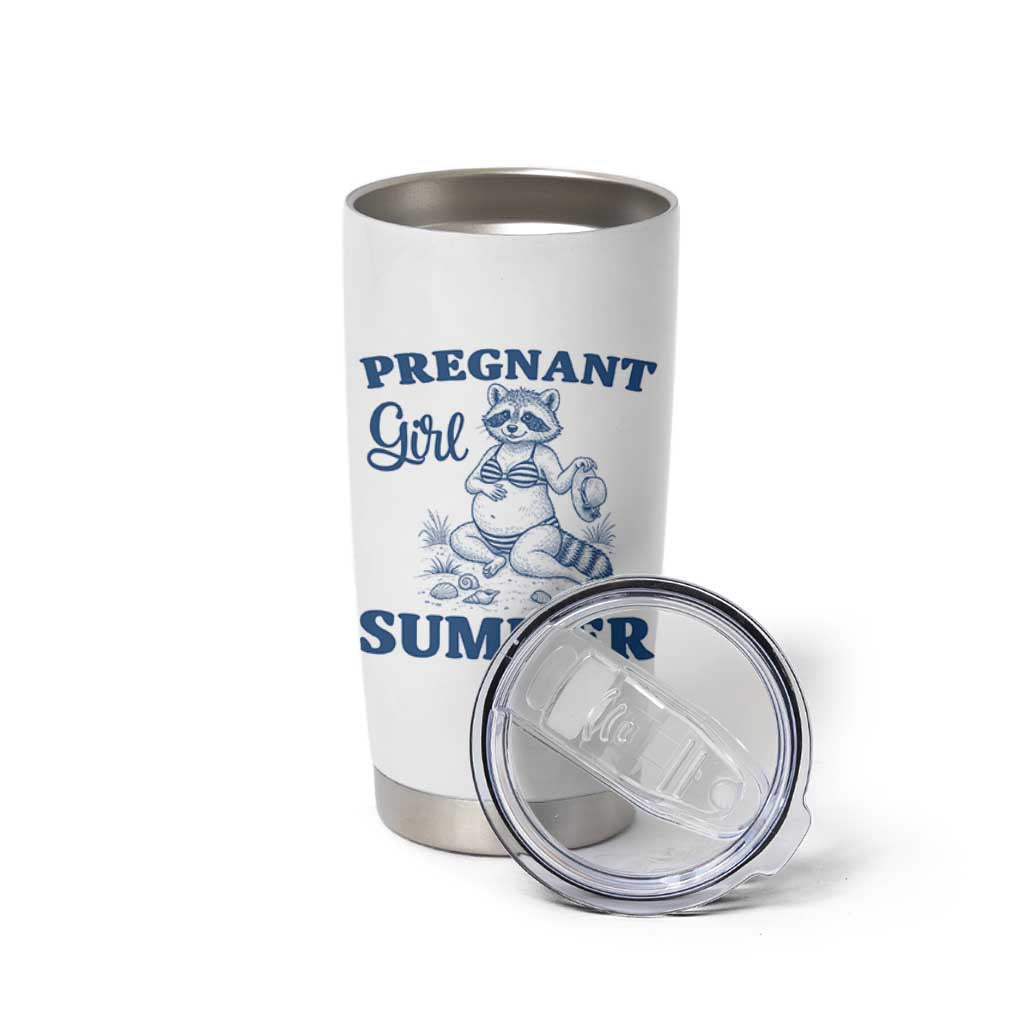 Raccoon Pregnancy Announcement Tumbler Cup Summer Beach Mom To Be Gift