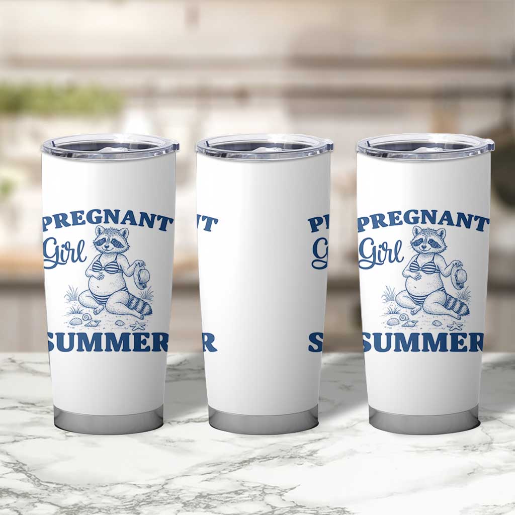 Raccoon Pregnancy Announcement Tumbler Cup Summer Beach Mom To Be Gift