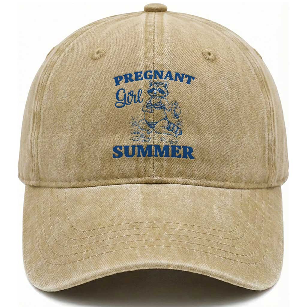Raccoon Pregnancy Announcement Washed Cotton Baseball Cap Summer Beach Mom To Be Gift