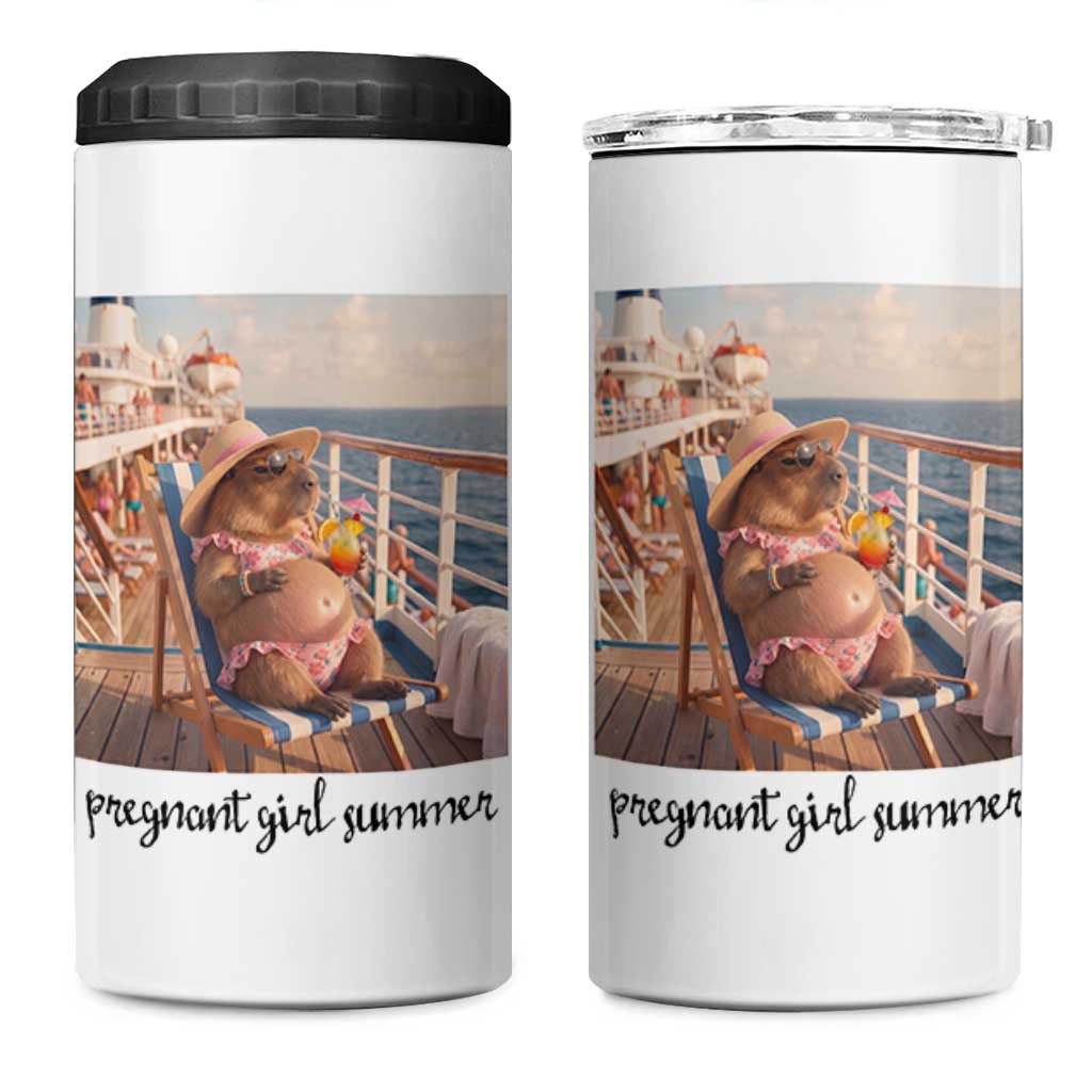 Summer Capybara Pregnancy 4 in 1 Can Cooler Tumbler Baby Announcement Gift