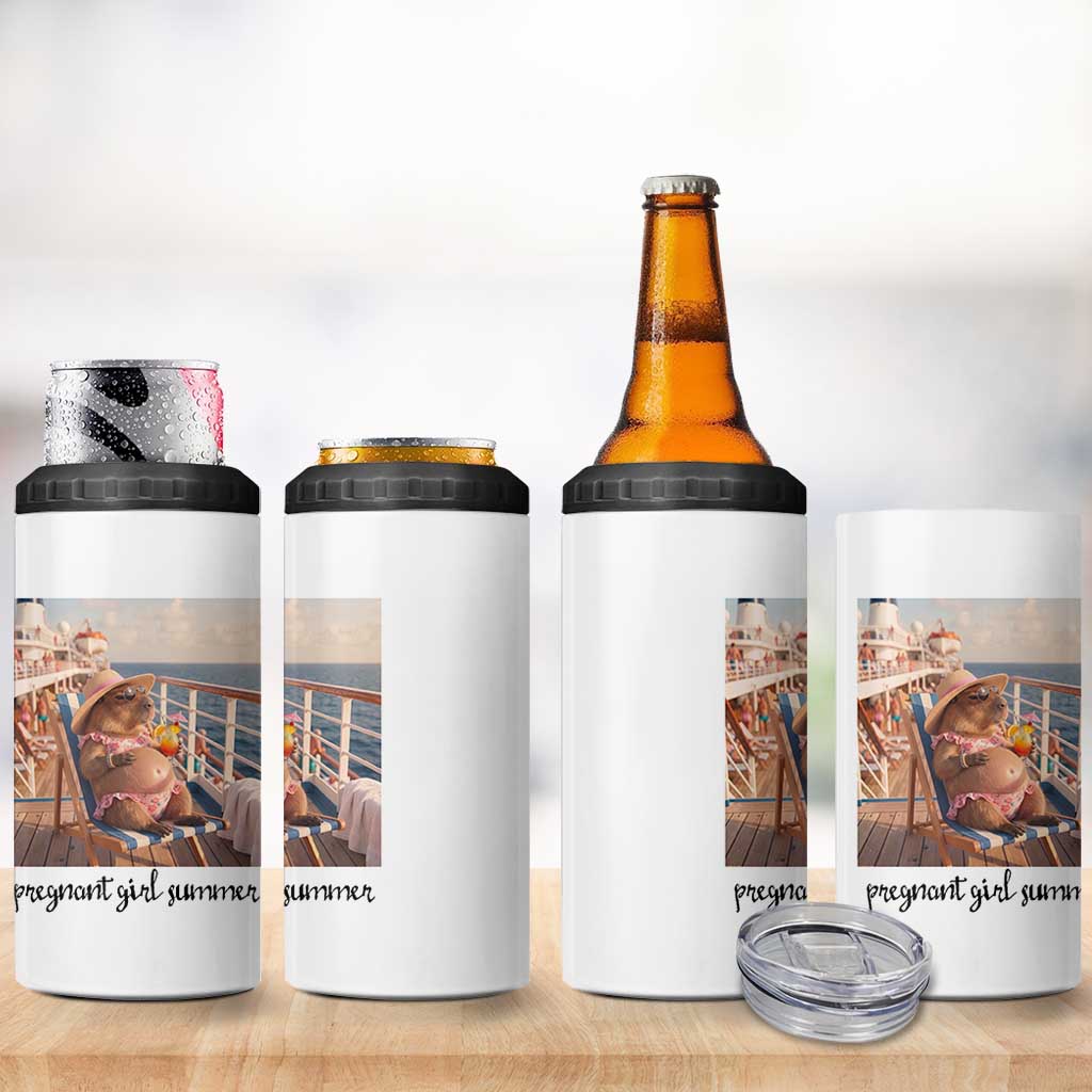 Summer Capybara Pregnancy 4 in 1 Can Cooler Tumbler Baby Announcement Gift