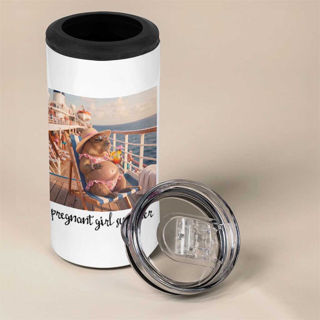 Summer Capybara Pregnancy 4 in 1 Can Cooler Tumbler Baby Announcement Gift
