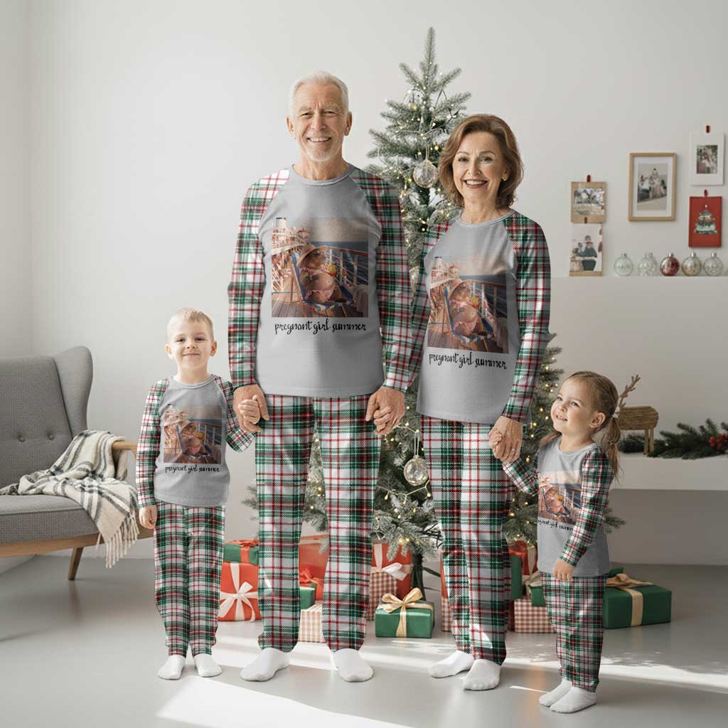 Summer Capybara Pregnancy Plaid Pajama Set Baby Announcement Gift